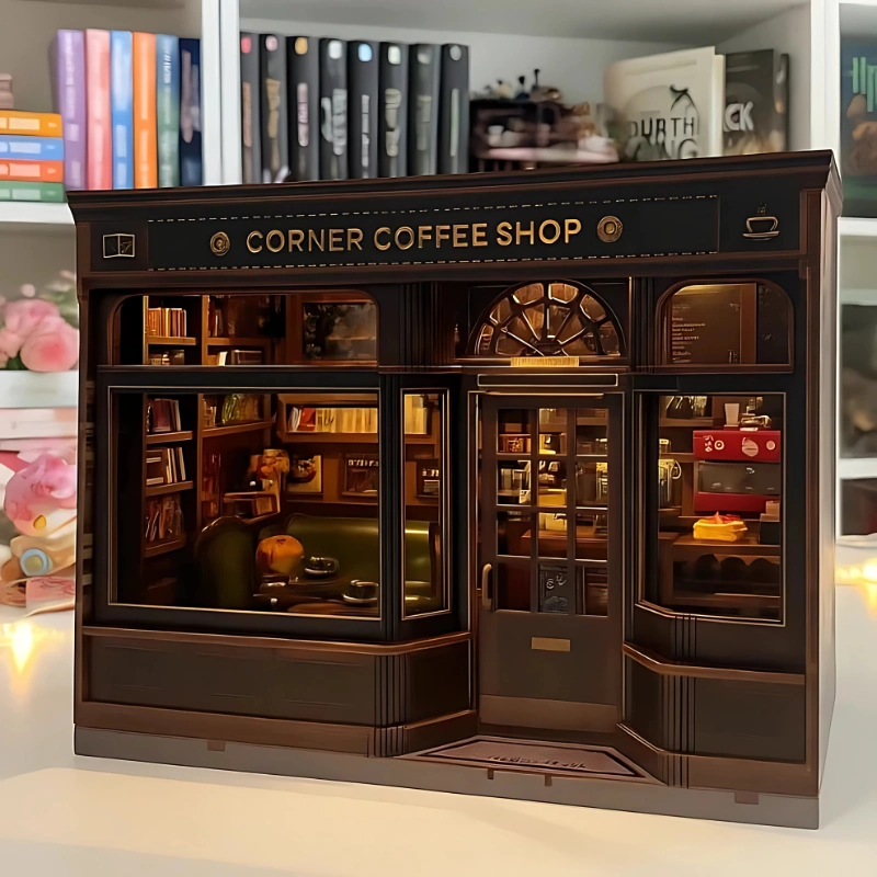 corner coffee shop miniature diy 1
